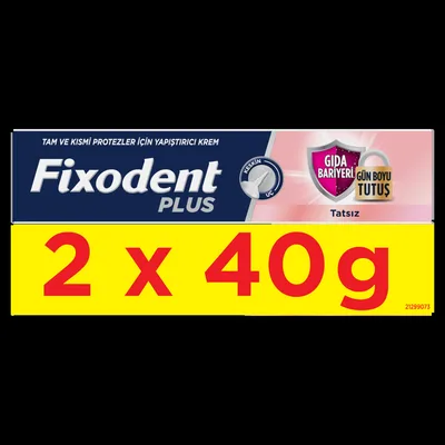 Pachet adeziv pentru proteza dentara Plus Food Barrier, 2x40g, Fixodent
