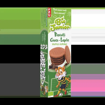 Biscuiti cu ciocolata si lapte, 120g, Bio Junior