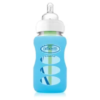 Protectie silicon pentru biberon din sticla cu gat larg albastru, 150ml, Dr. Brown's