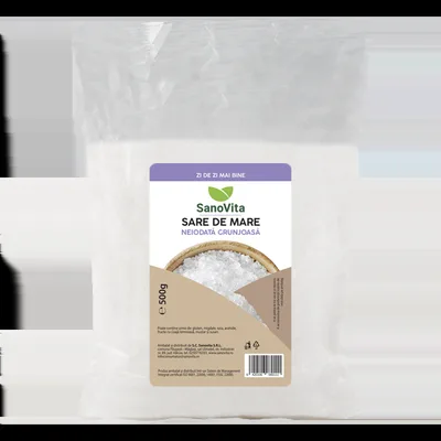 Sare de mare grunjoasa neiodata, 500g, SanoVita