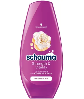 Balsam cu ulei de baobab si biotina Strength & Vitality, 250ml, Schauma