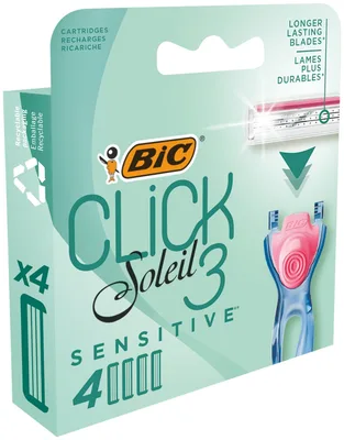 Pachet Aparat de ras Soleil Click Sensitive + Rezerve 2 bucati, BIC