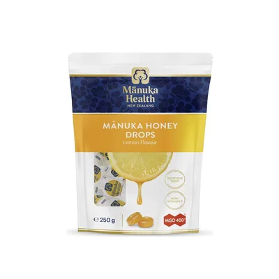 Bomboane cu miere de Manuka MGO 400+ cu aroma de lamaie, 250g, Manuka Health