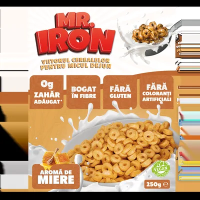 Cereale din ovaz fara zahar si fara gluten Miere inghetata, 250g, Mr. Iron