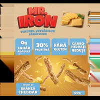 Snack cu 30% proteina fara zahar low-carb gluten free Branza Ceddar Tojos, 100g, Mr. Iron