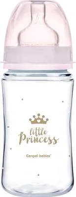 Biberon roz anticolici cu gat larg PP EasyStart Royal Baby, 240ml, Canpol babies