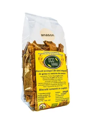 Biscuiti integrali cu seminte de anason Bio, 200g, Ecomania