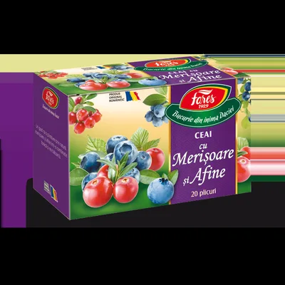 Ceai de merisoare si afine, 20 de plicuri, Fares