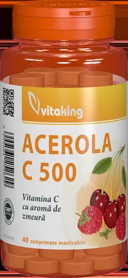 Vitamina C 500mg cu acerola si gust de zmeura, 40 comprimate masticabile, Vitaking
