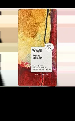 Ciocolata cu praline si lapte integral Bio, 100g, Vivani