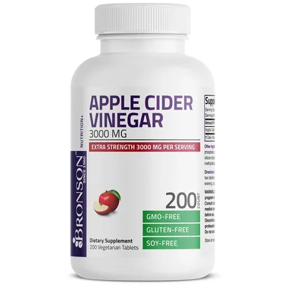 Otet din cidru de mere 3000mg, 200 tablete, Bronson Laboratories