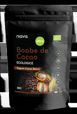 Boabe de cacao intregi ecologice, 250g, Niavis