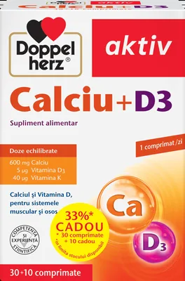 Calciu + D3, 30 comprimate + 10 comprimate cadou, Doppelherz