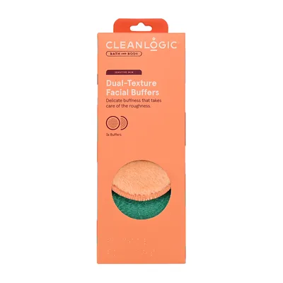 Set bureti pentru curatarea fetei cu doua texturi Bath & Body, 3 bucati, Cleanlogic
