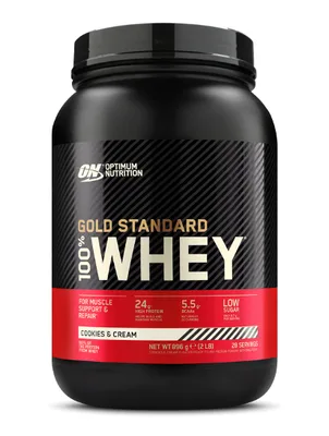 Pudra proteica proteine din zer 100% Whey Gold Standard Biscuiti si Crema, 896g, Optimum Nutrition
