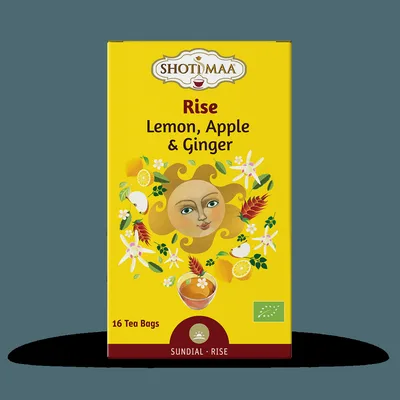 Ceai cu lamaie, mere si ghimbir Sundial Rise Bio, 16 plicuri, Shoti Maa