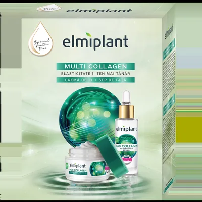 Pachet Crema de zi 30ml + Ser de fata 30ml Multi Collagen, 1 bucata, Elmiplant