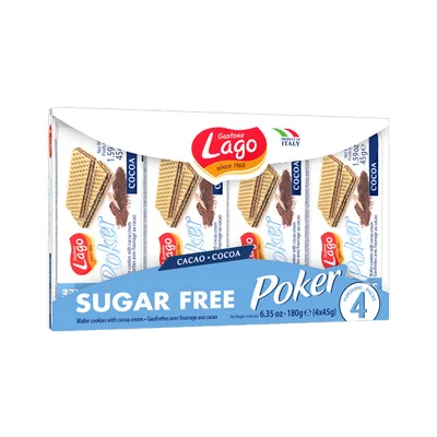 Napolitane cu crema de cacao fara zahar, 45g, Lago
