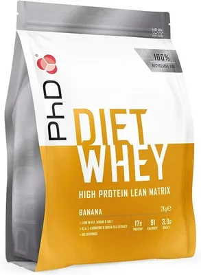 Pudra proteica cu aroma de banane Diet Whey, 1kg, PhD
