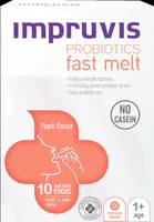 Probiotice Fast Melt cu aroma de piersica, 10 plicuri, Impruvis