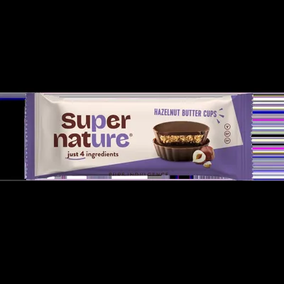 Cupe de ciocolata cu unt de alune de padure bio, 34g, Super Nature