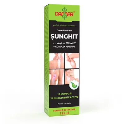 Crema-balsam Sunghit cu Rasina Mumie si Complex Natural pentru articulatii coloana si vene, 125ml, Damar
