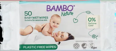 Servetele umede ecologice fara plastic, 50 bucati, Bambo Nature