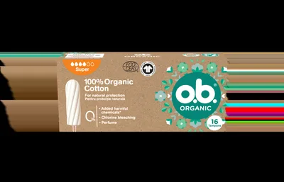 Tampoane organic super, 16 bucati, O.B.