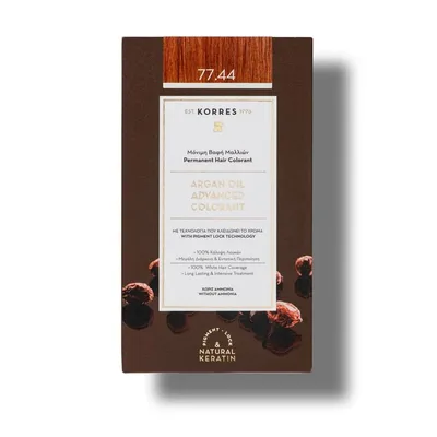 Vopsea de par Argan Oil 77.44 Intense Copper Blonde, 50ml, Korres