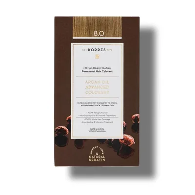 Vopsea de par Argan Oil 8.0 Light Blonde, 50ml, Korres