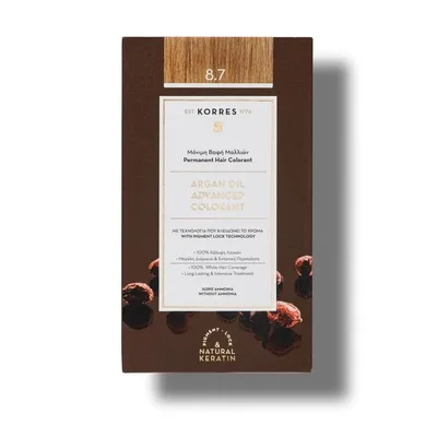 Vopsea de par Argan Oil 8.7 Toffee, 50ml, Korres
