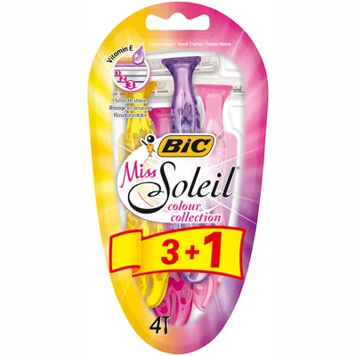 Pachet Aparat de ras Miss Soleil Colour Collection, 4 bucati, BIC