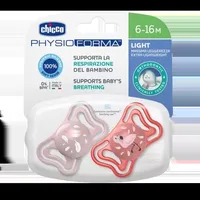 Suzete din silicon pentru copii 16-36 luni PhysioForma Light Glow Roz, 2 bucati, Chicco