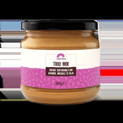 Crema de arahide migdale si caju Trio Mix, 360g, Sunday Bites