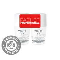 Pachet Deodorant roll-on fara parfum antiperspirant 48h, 2x50ml, Vichy