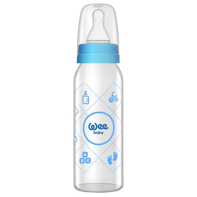 Biberon sticla cu tetina din silicon rotunda, 125ml, Wee Baby