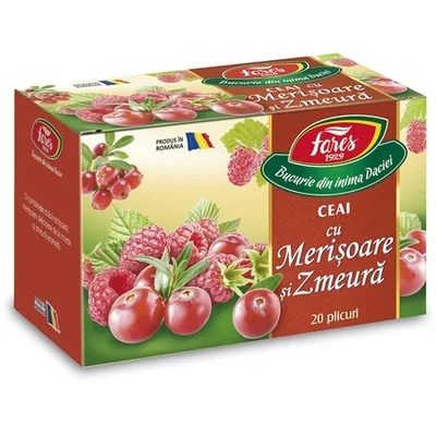 Ceai cu merisoare și zmeură, 20 plicuri, Fares