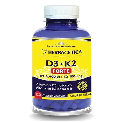 Vitamina D3 + K2 Forte, 60 capsule, Herbagetica