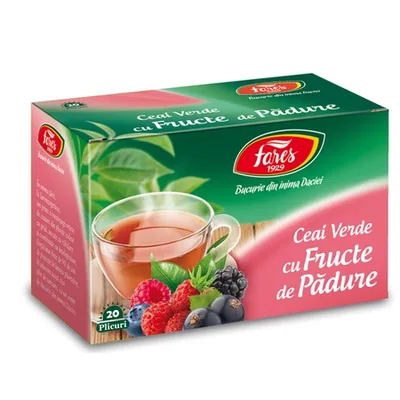 Ceai verde cu fructe de pădure, 20 plicuri, Fares
