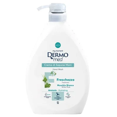 Săpun lichid cu pompă, Mosc Alb, 1000 ml, Dermomed