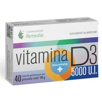 Vitamina D3 5000 UI, 40 capsule moi, Remedia