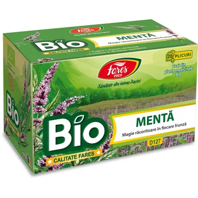 Ceai de menta bio D127, 20 plicuri, Fares