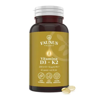 Faunus Vitamina D3+K2, 60 Capsule