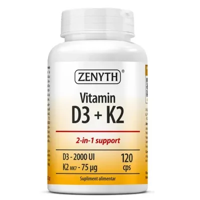 Vitamin D3 + K2, 30 capsule, Zenyth