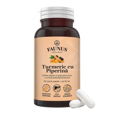 Faunus Turmeric Cu Piperina, 60 Capsule