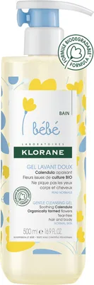 Gel spumant pentru par si corp, 500 ml, Klorane Bebe