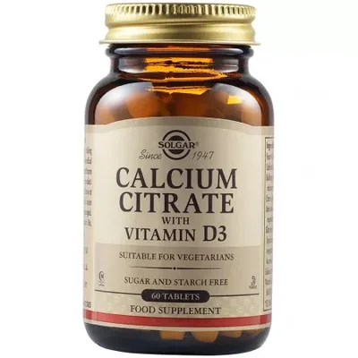 Citrat de calciu cu vitamina D3, 60 tablete, Solgar