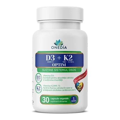 Vitamina D3+K2 Optim, 30 capsule vegetale, Onedia