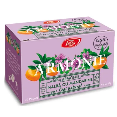Ceai nalbă și mandarine Armonie, 20 plicuri, Fares