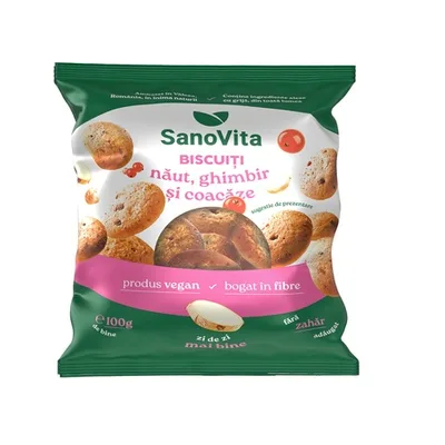Biscuiti cu năut, ghimbir și coacăze, 100 g, Șanovița